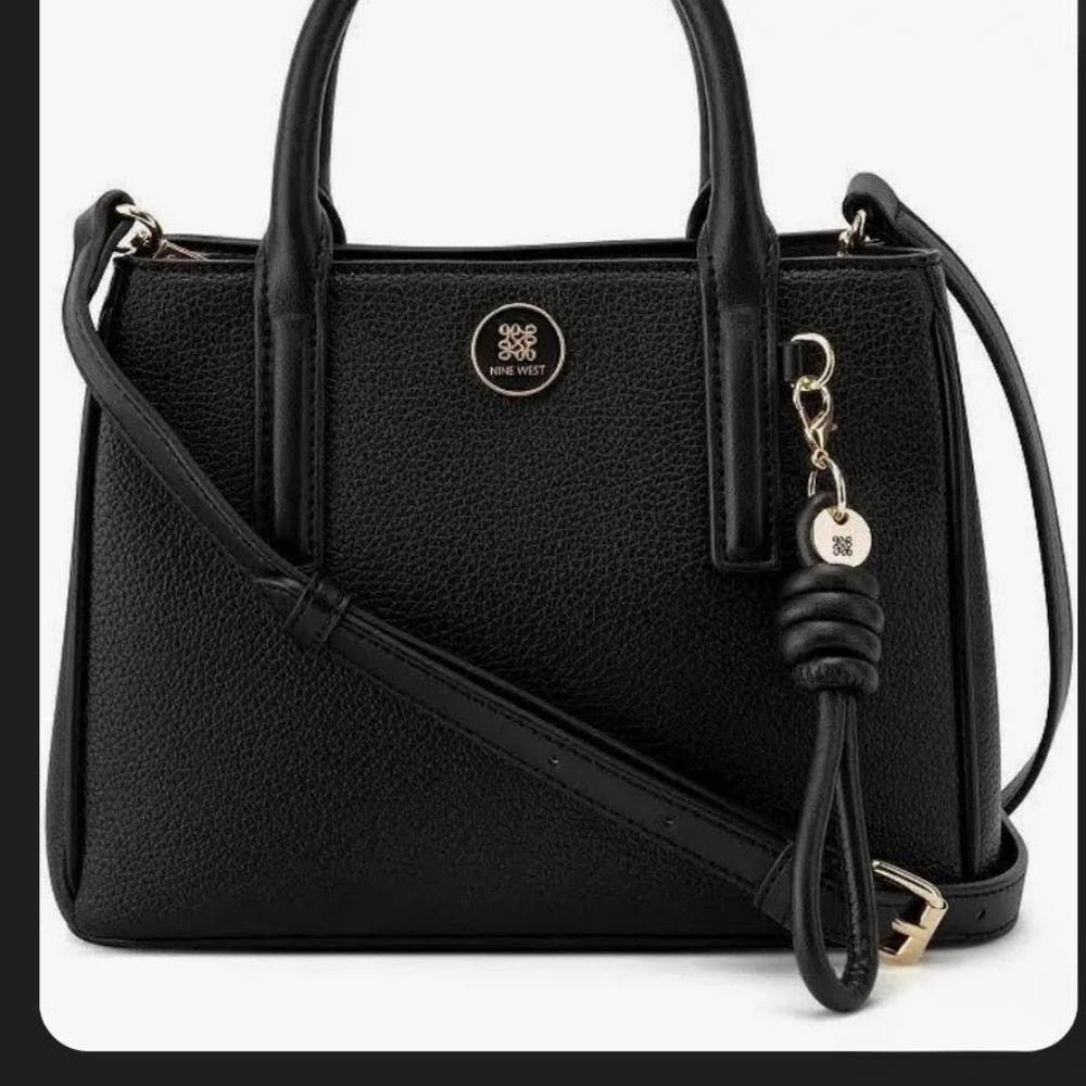Nine West Black Satchel with Gold Accents
